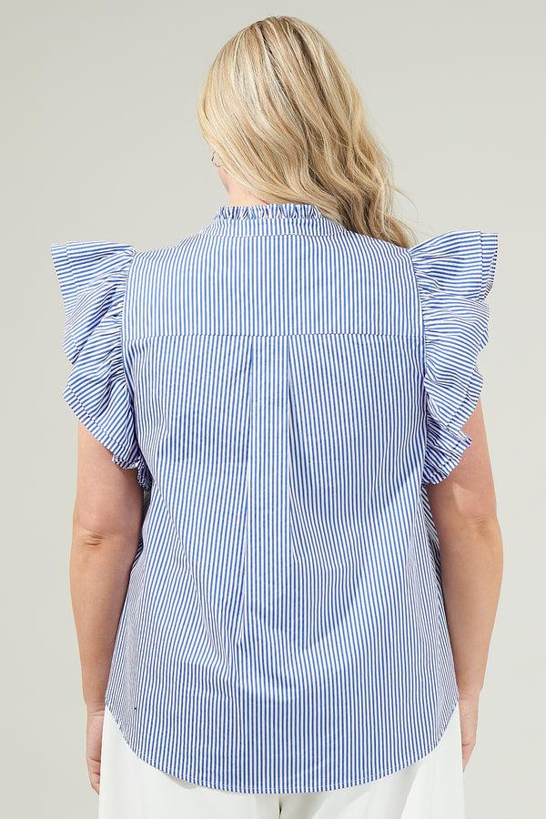 Sugarlips Sherah Striped Sleeveless Ruffle Top Curve