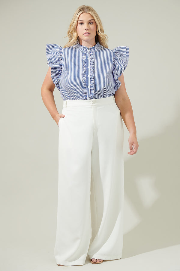 Sugarlips Sherah Striped Sleeveless Ruffle Top Curve