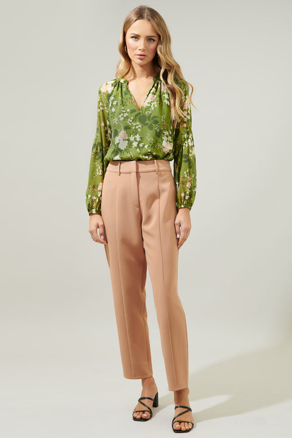 Sugarlips Shiloh Floral Johanna Split Neck Raglan Blouse