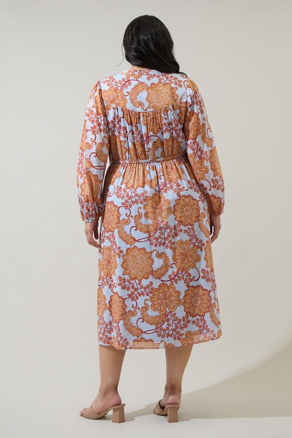 Sugarlips Siany Floral Ameni Button Down Midi Dress Curve