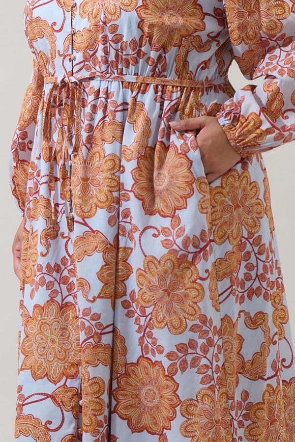 Sugarlips Siany Floral Ameni Button Down Midi Dress Curve