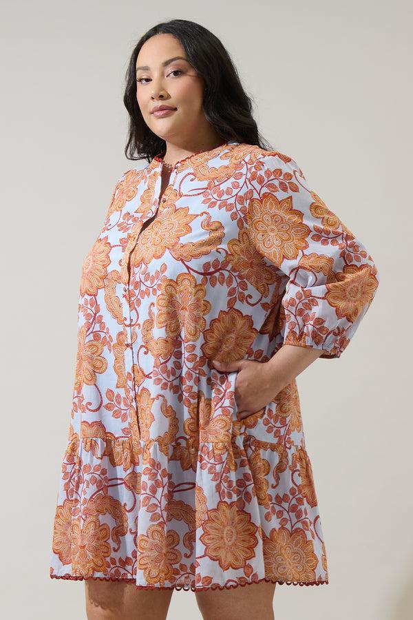 Sugarlips Siany Floral Yamila Ruffle Mini Dress Curve