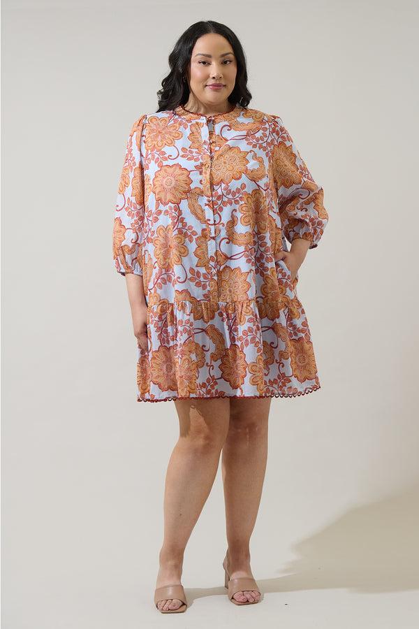 Sugarlips Siany Floral Yamila Ruffle Mini Dress Curve