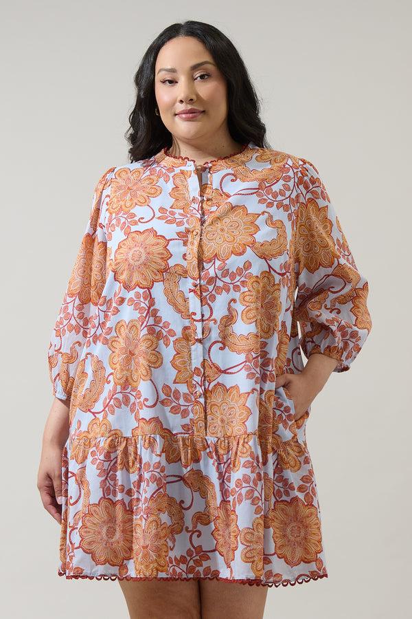 sugarlips Siany Floral Yamila Ruffle Mini Dress Curve