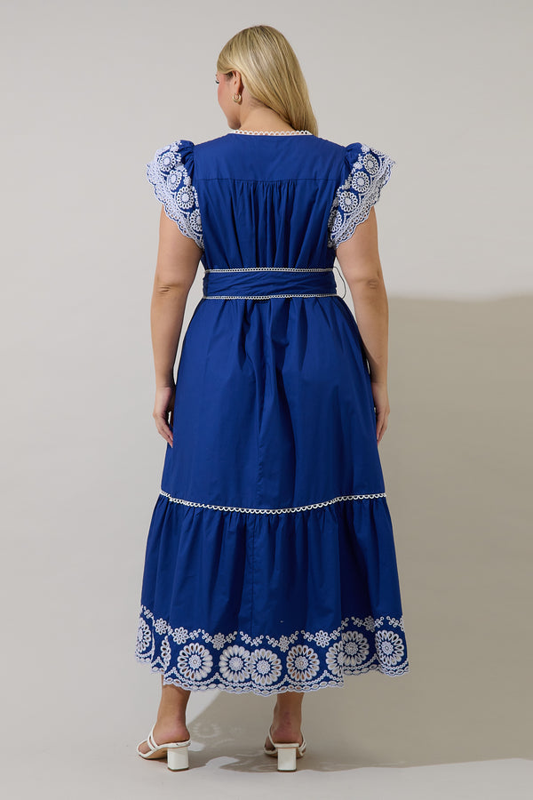 Sugarlips Siera Embroidered Ruffle Maxi Dress Curve