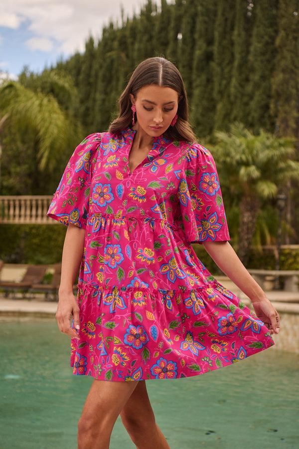 sugarlips Signy Floral Dixie Split Neck Shift Dress