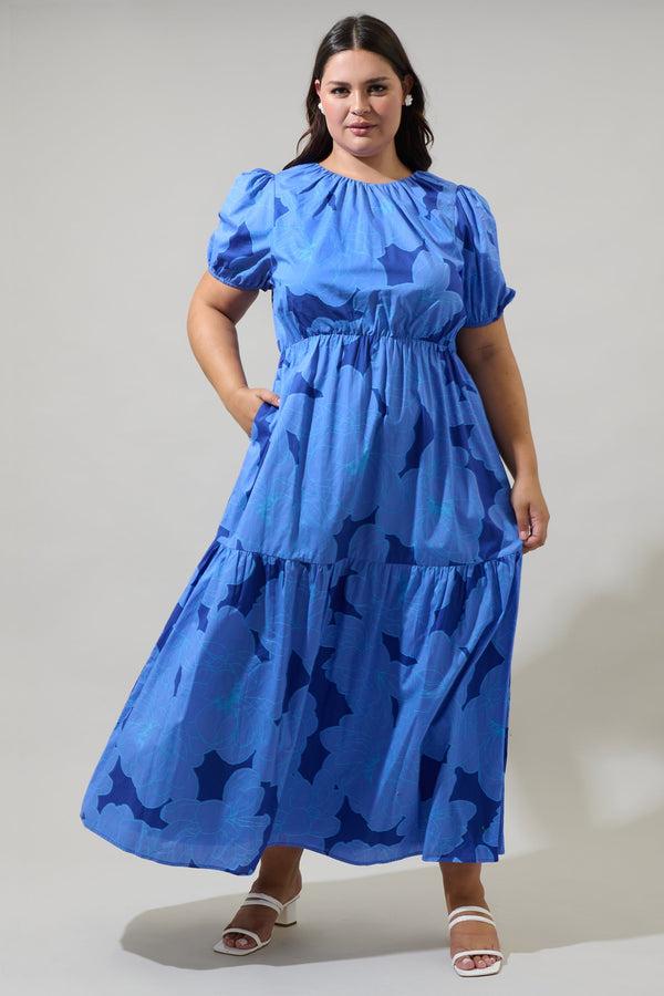 sugarlips Skyline Floral Becca Tiered Maxi Dress Curve