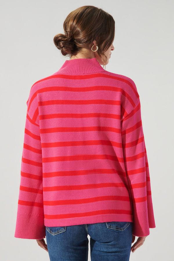 Sugarlips Slayder Striped Turtleneck Wide Sleeve Sweater