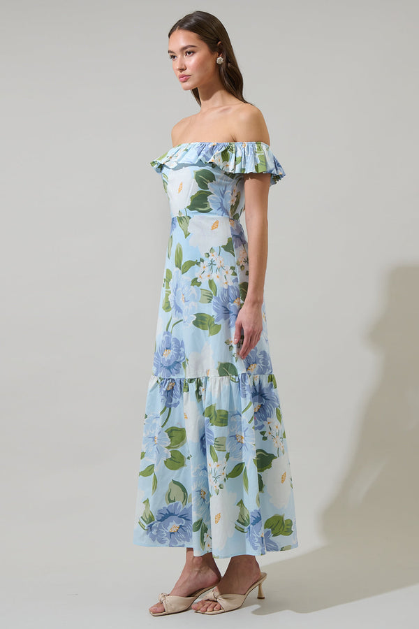 Sugarlips Sloane Floral Ursa Off The Shoulder Maxi Dress