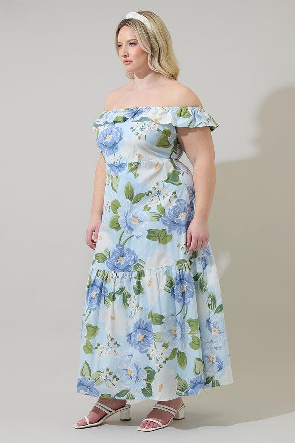 Sugarlips Sloane Floral Ursa Off The Shoulder Maxi Dress Curve