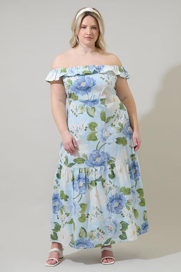 sugarlips Sloane Floral Ursa Off the Shoulder Maxi Dress Curve