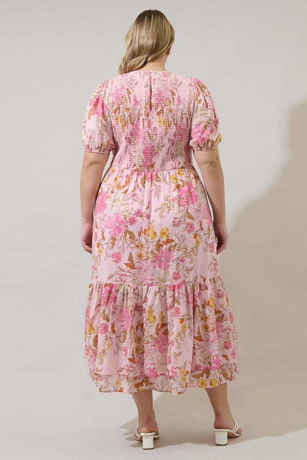 Sugarlips Solanda Floral Aruba Smocked Midi Dress Curve