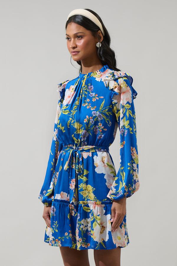 Sugarlips Solary Floral Balloon Sleeve Blouson Dress