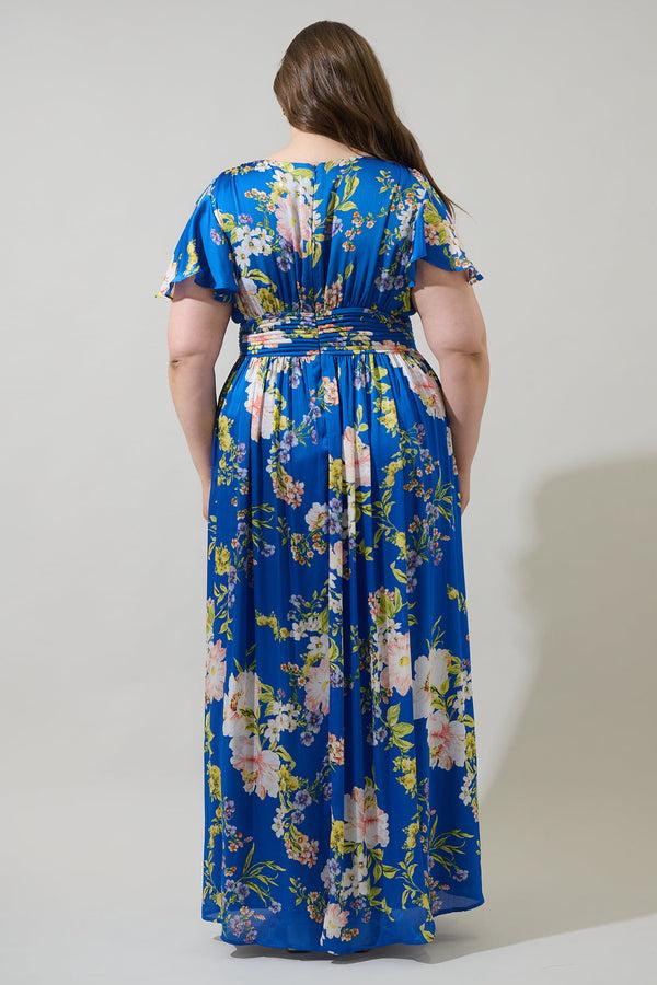 Sugarlips Solary Floral Eloray Pleated Maxi Dress Curve