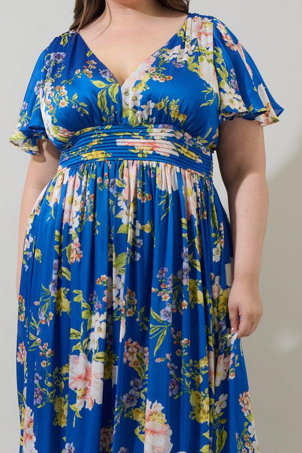 Sugarlips Solary Floral Eloray Pleated Maxi Dress Curve