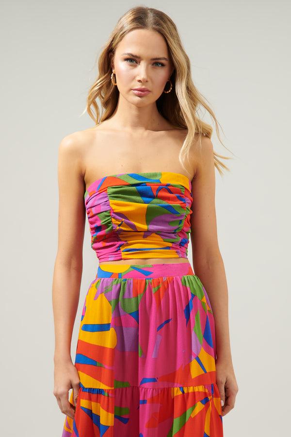 Sugarlips Soleil Abstract On The Low Pleated Tube Top