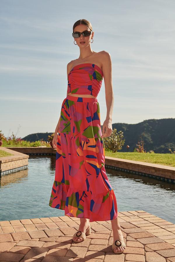 sugarlips Soleil Abstract On the Low Pleated Tube Top