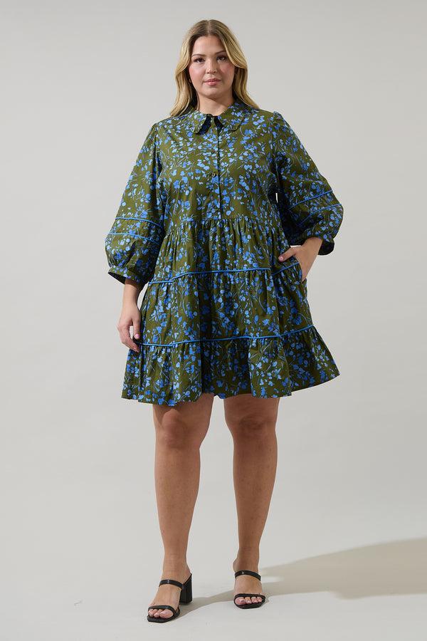 Sugarlips Solvay Floral Stark Tiered Mini Dress Curve