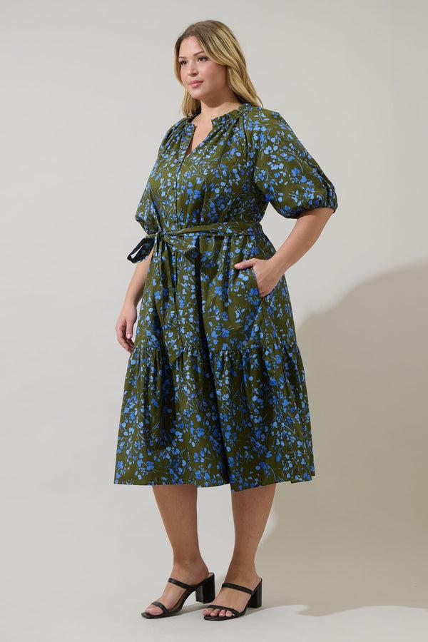 Sugarlips Solvay Floral Wynette Tiered Midi Dress Curve