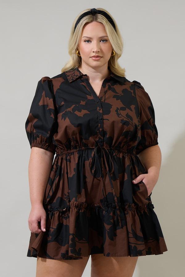 sugarlips Somerton Floral Stacie Button Down Mini Dress Curve