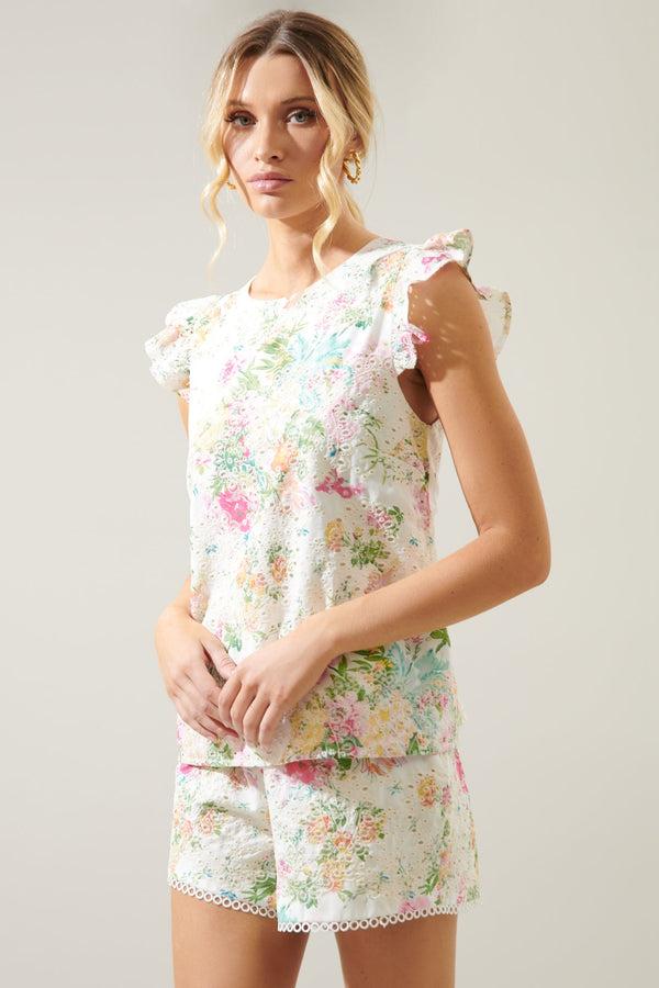Sugarlips Sommerset Eyelet Daniela Trapeze Ruffle Top