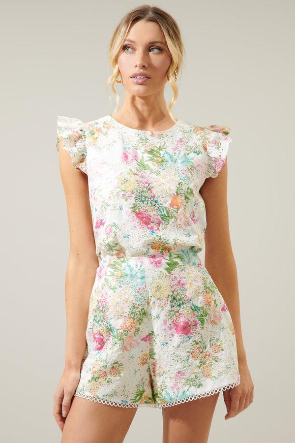 sugarlips Sommerset Eyelet Daniela Trapeze Ruffle Top