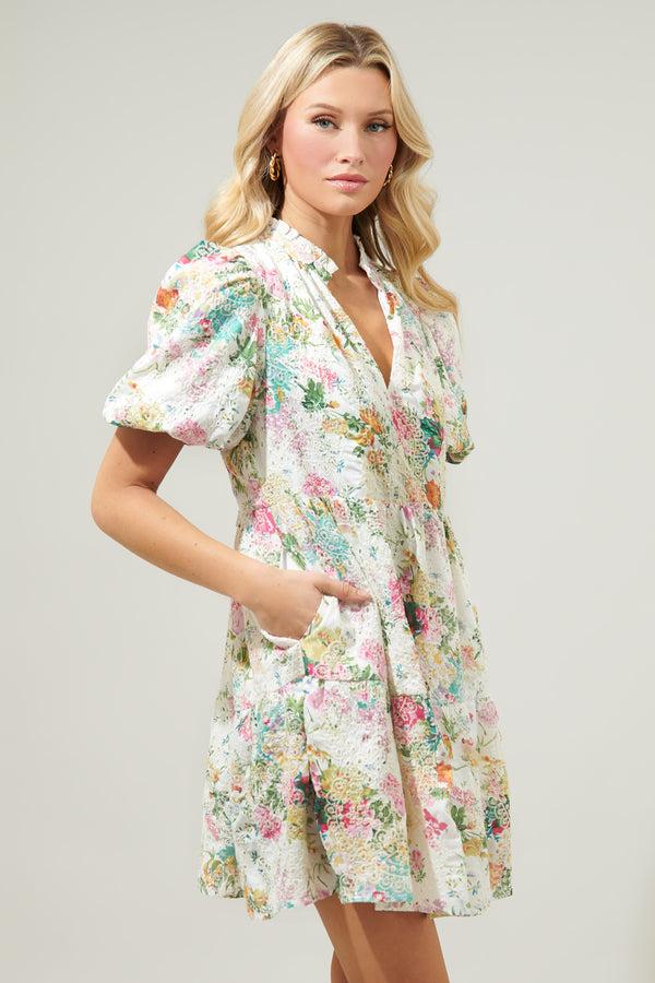 Sugarlips Sommerset Floral Jacey Babydoll Eyelet Mini Dress