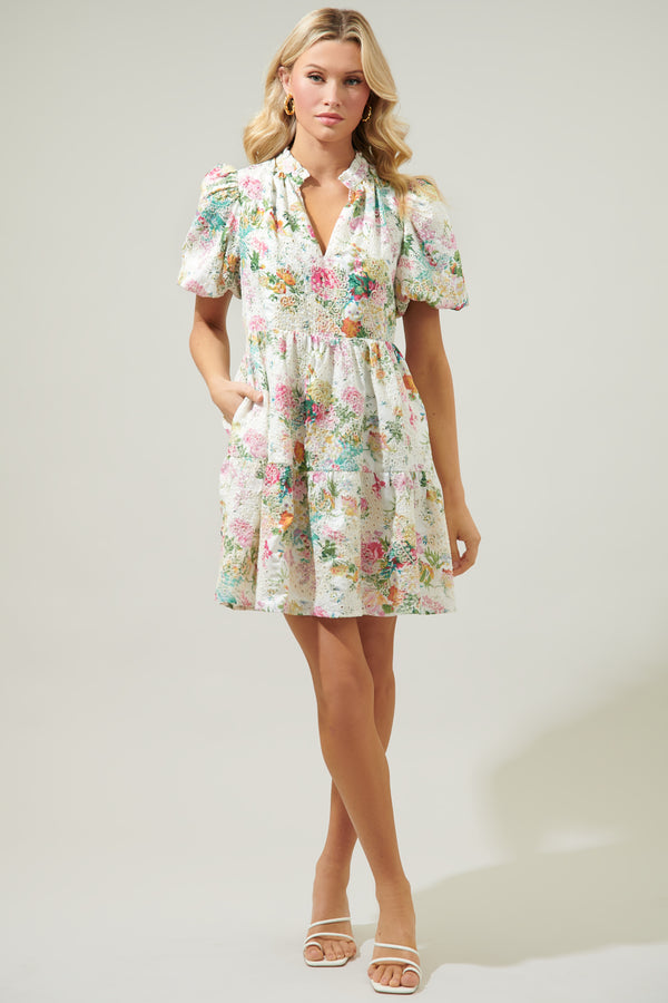 Sugarlips Sommerset Floral Jacey Babydoll Eyelet Mini Dress