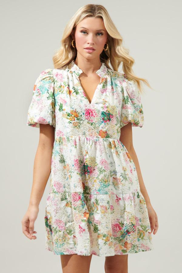 sugarlips Sommerset Floral Jacey Babydoll Eyelet Mini Dress