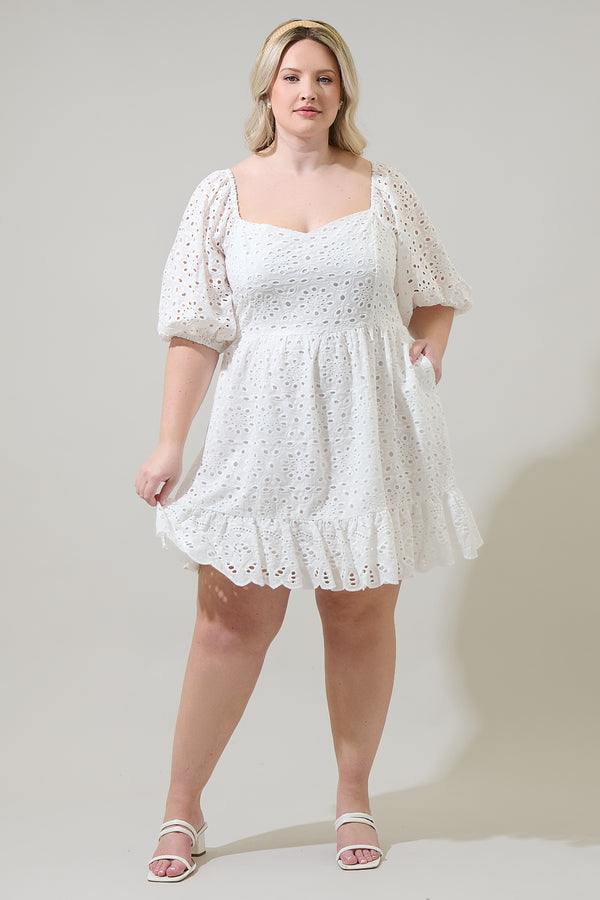 Sugarlips Sophy Eyelet Evy Sweetheart Mini Dress Curve