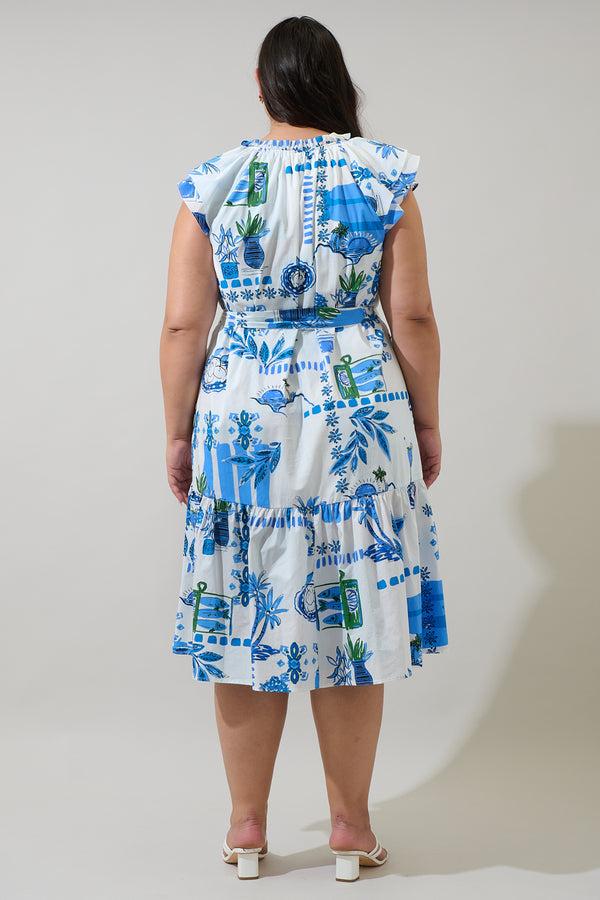 Sugarlips Sosy Postcard Charlotte Button Midi Dress Curve