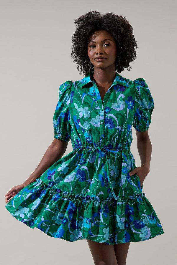 Sugarlips Stacie Button Down Mini Dress Lomeli Floral