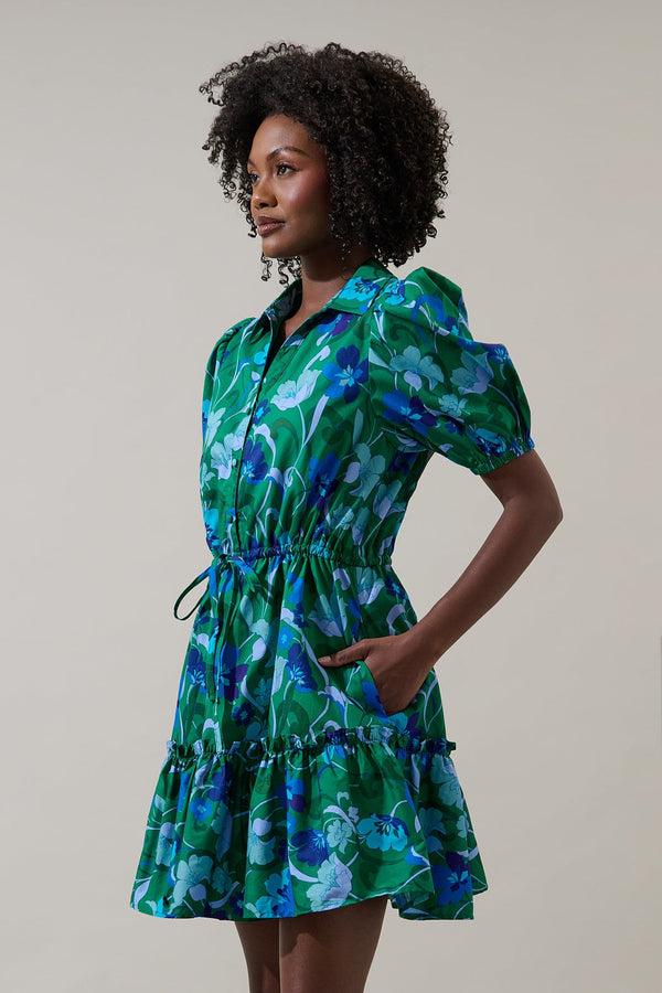 Sugarlips Stacie Button Down Mini Dress Lomeli Floral