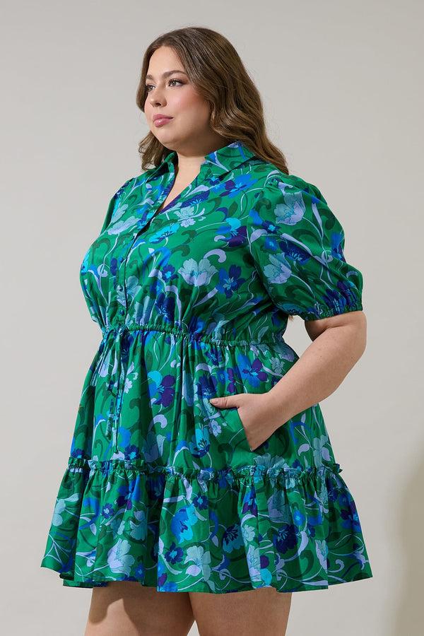 Sugarlips Stacie Button Down Mini Dress Lomeli Floral Curve