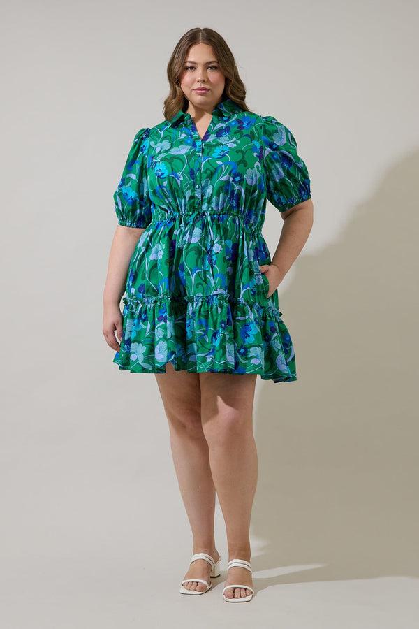 Sugarlips Stacie Button Down Mini Dress Lomeli Floral Curve