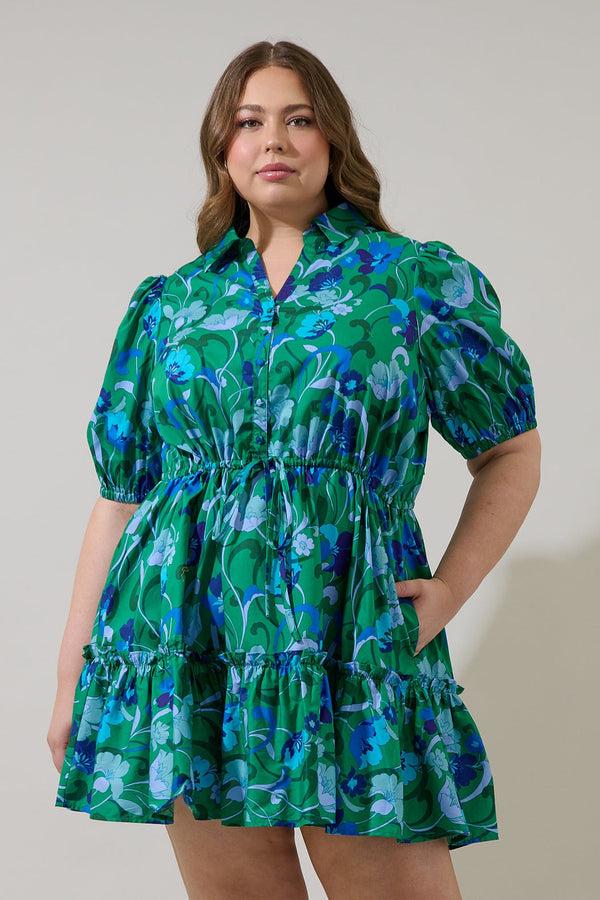 sugarlips Stacie Button Down Mini Dress Lomeli Floral Curve