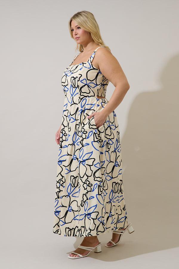 Sugarlips Steff Open Back Midi Dress Tercy Floral Curve