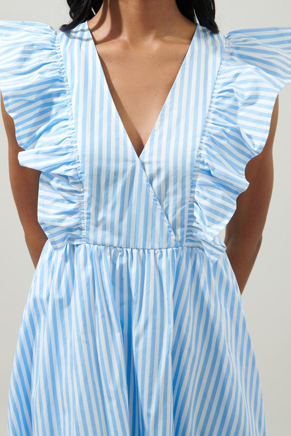 Sugarlips Striped Fairness Poplin Surplice Midi Dress