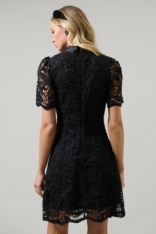Sugarlips Abilene Bow Crochet Mini Dress