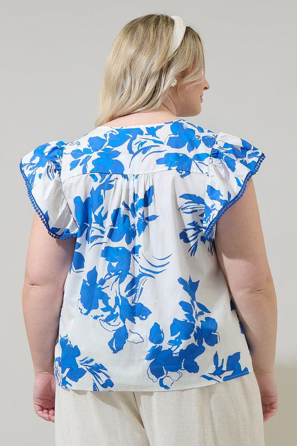 Sugarlips Aby Floral Carya Ruffle Poplin Top Curve