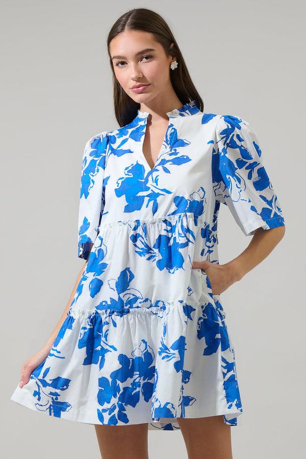Sugarlips Aby Floral Dixie Split Neck Shift Dress