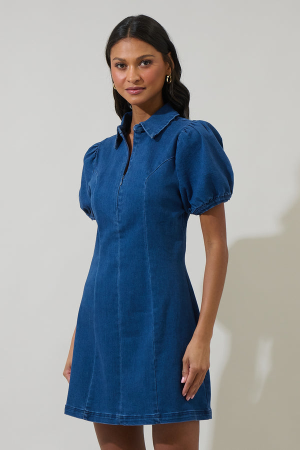 Sugarlips Adalyn Denim Collar Mini Dress