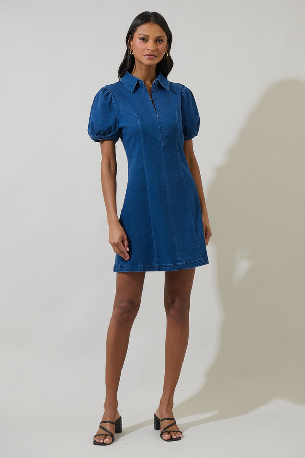 Sugarlips Adalyn Denim Collar Mini Dress