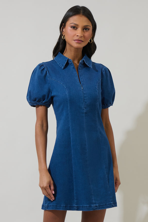 sugarlips Adalyn Denim Collar Mini Dress