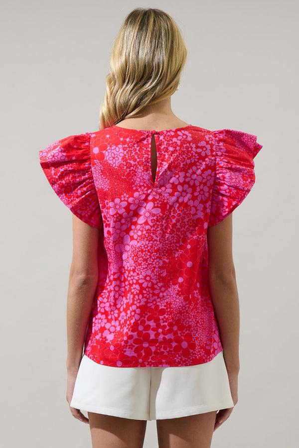 Sugarlips Addie Floral Elley Ruffle Sleeve Top