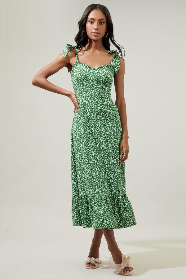 Sugarlips Adieu Floral Baker Tie Strap Midi Dress