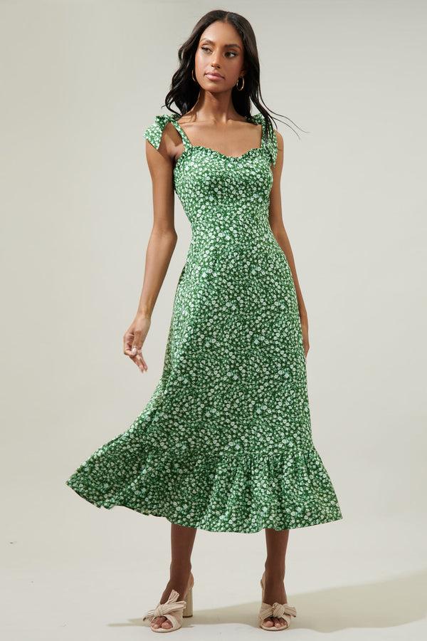sugarlips Adieu Floral Baker Tie Strap Midi Dress