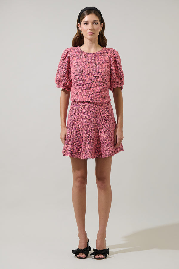 Sugarlips Adina Tweed Flare Mini Skirt