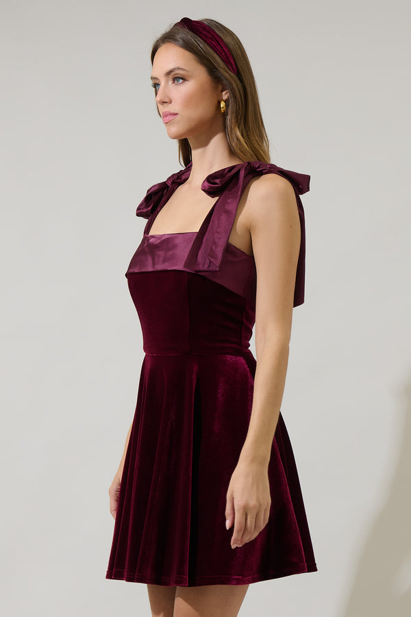 Sugarlips Adison Bow Velvet Mini Dress