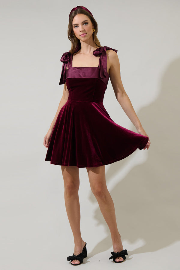 Sugarlips Adison Bow Velvet Mini Dress